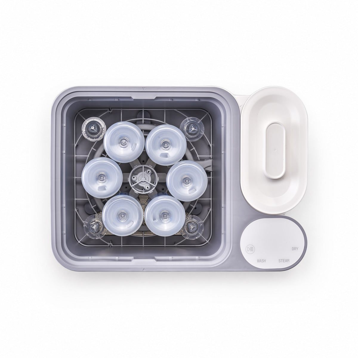 The nuviebaby Clean Max from above, loaded with bottles.