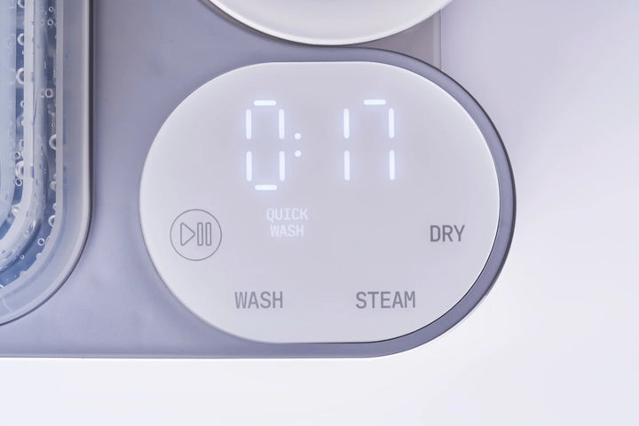 The nuviebaby Clean Max control panel display mid Quick Wash.