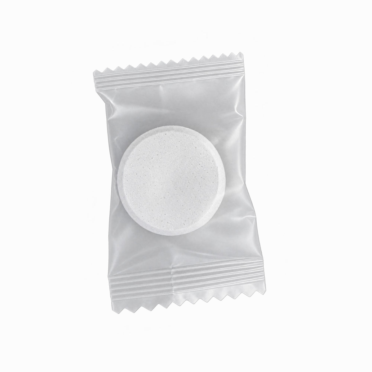 Individually sealed descaling tablet